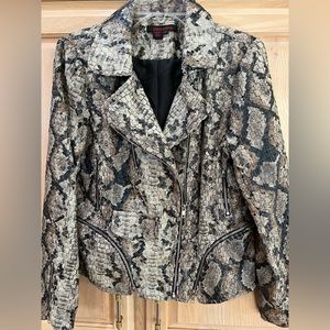 Simon Chang Faux Snakeskin Moto Jacket Women’s Size 10